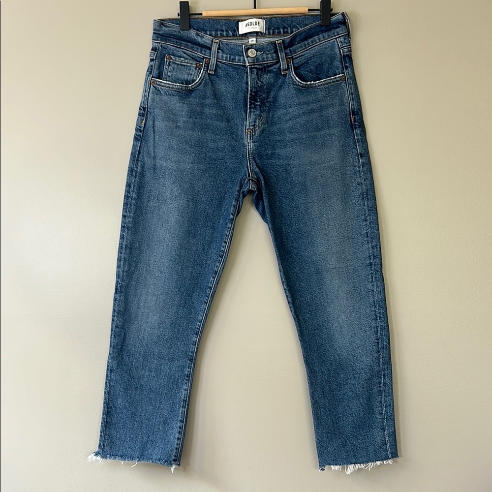 AGOLDE Toni Mid Rise Straight Leg Raw Hem Jeans Size 26